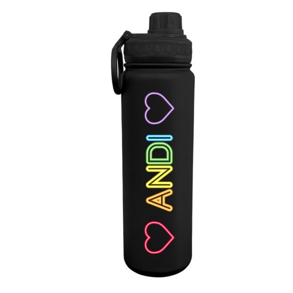 Rainbow Neon Personalized Water Bottle