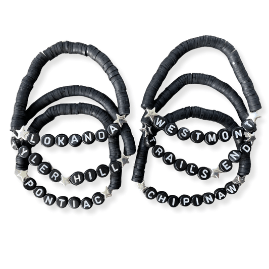 Black Bead and Star Camp Bracelet