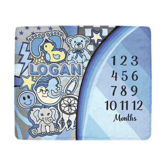Monthly Milestone Boy Blanket
