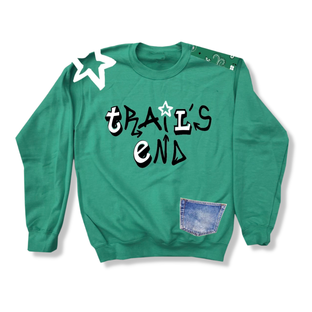 3-Single Shoulder Star with Denim Pocket Camp Crewneck