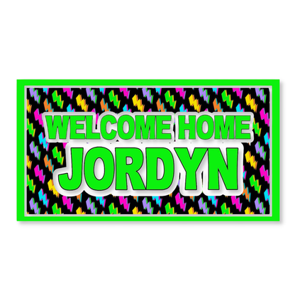 Welcome Home Banner - Rainbow Lightning with Easy Green