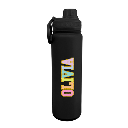 Glittered Varsity Personalized Water Bottle