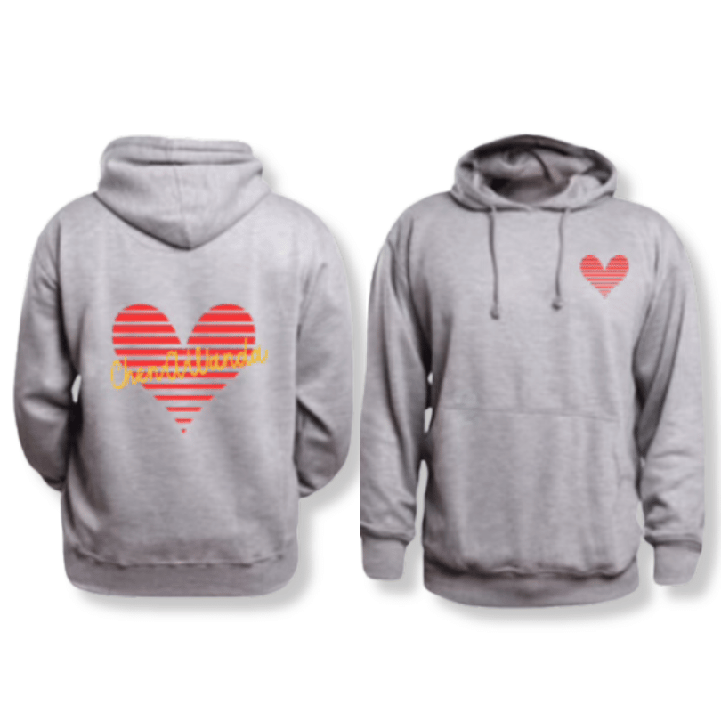 Striped Heart Camp Hoodie (Front &amp; Back) Mother Hustler
