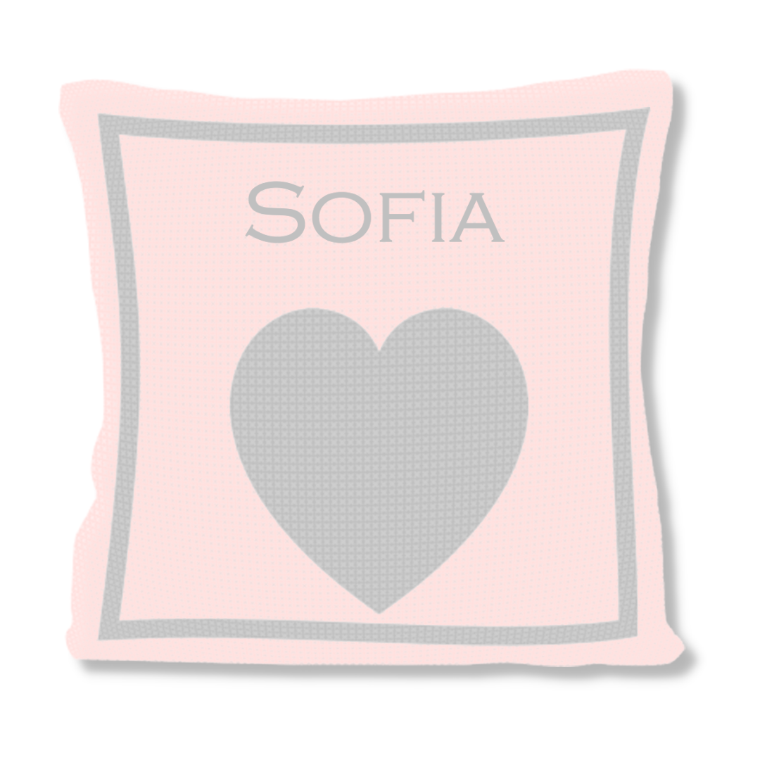 METALLIC SINGLE HEART &amp; NAME PILLOW