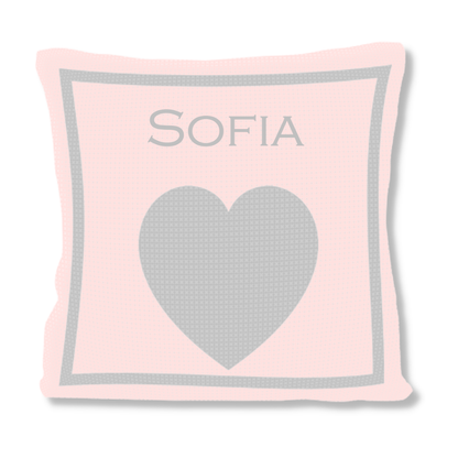 METALLIC SINGLE HEART &amp; NAME PILLOW