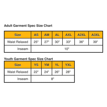 Size Chart - Reversible Swoosh Shorts - Custom Press