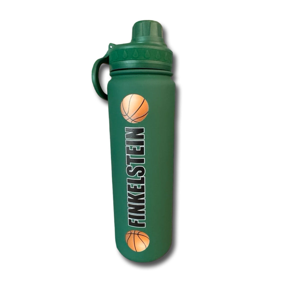 Finkelstein Green Water Bottle with Basketballs - Sale - Ready to Ship - R2S
