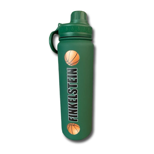 Finkelstein Green Water Bottle with Basketballs - Sale - Ready to Ship - R2S