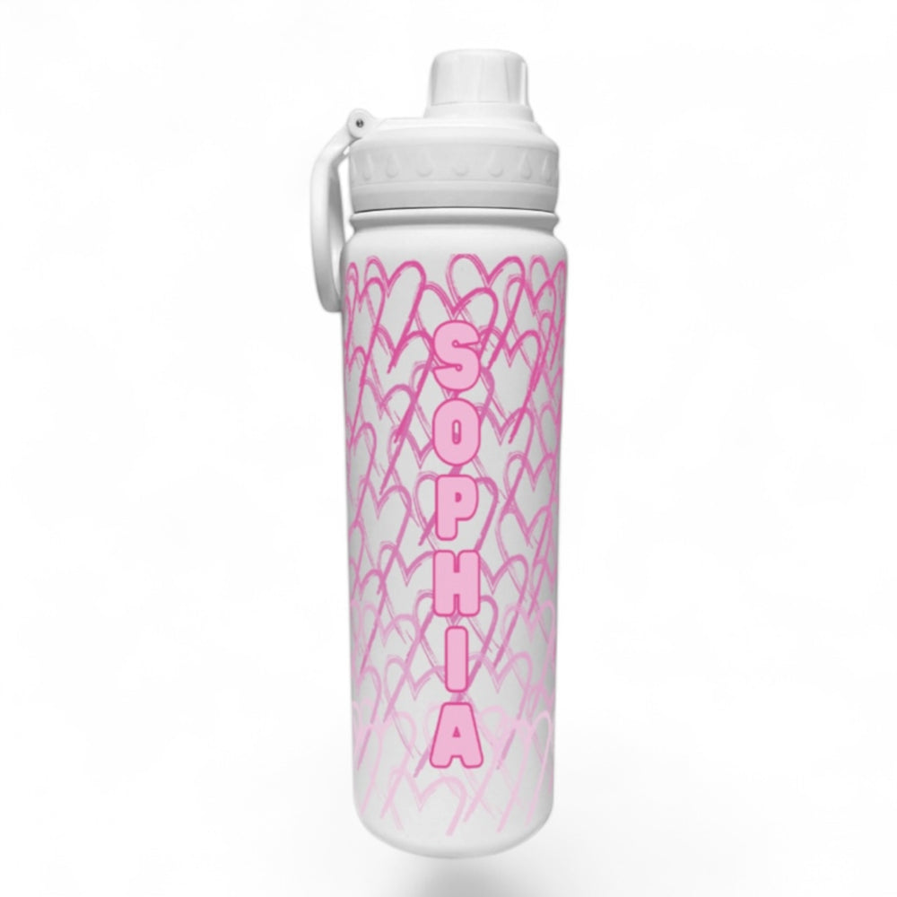 Gradient Heart Sketch Wrap Water Bottle