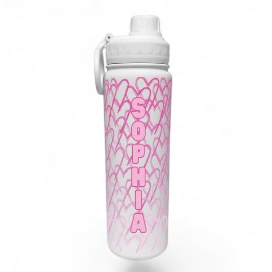 Gradient Heart Sketch Wrap Water Bottle