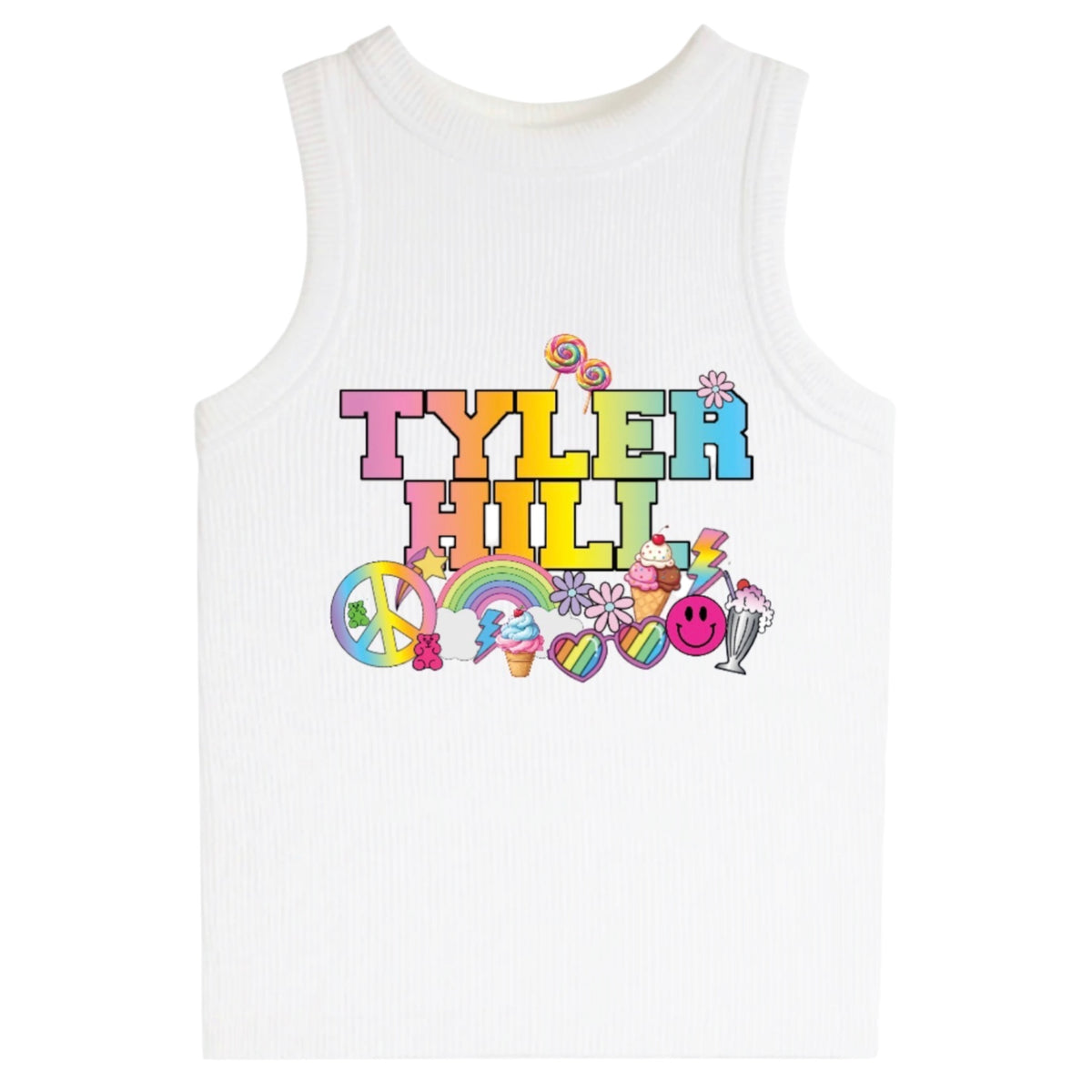 Rainbow Fade Peace Love Suzette Tank (Youth)