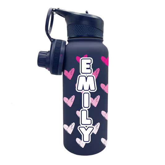 Pink Hearts Wrap Water Bottle
