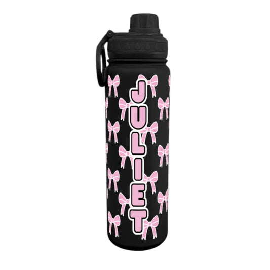 Pink Clip Art Bows Wrap Water Bottle