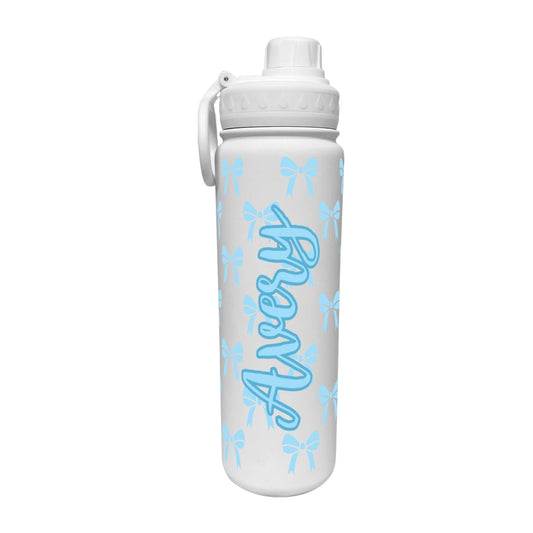 Blue Clip Art Bows Wrap Water Bottle