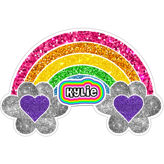Cling It Cut Out - Rainbow Glitter Heart
