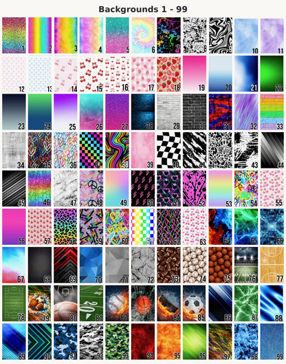 Background choices 1 to 99