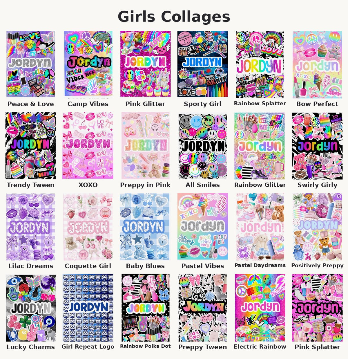 Girls collage choices
