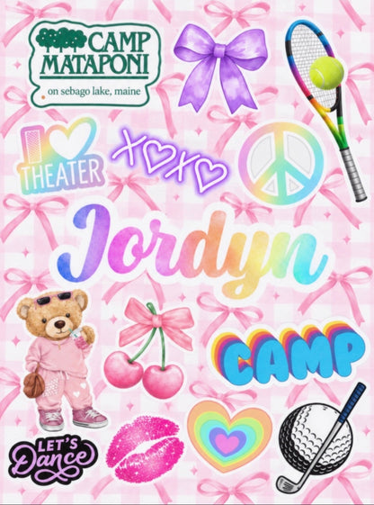 Personalized favorite things collage blanket, pink gingham bows