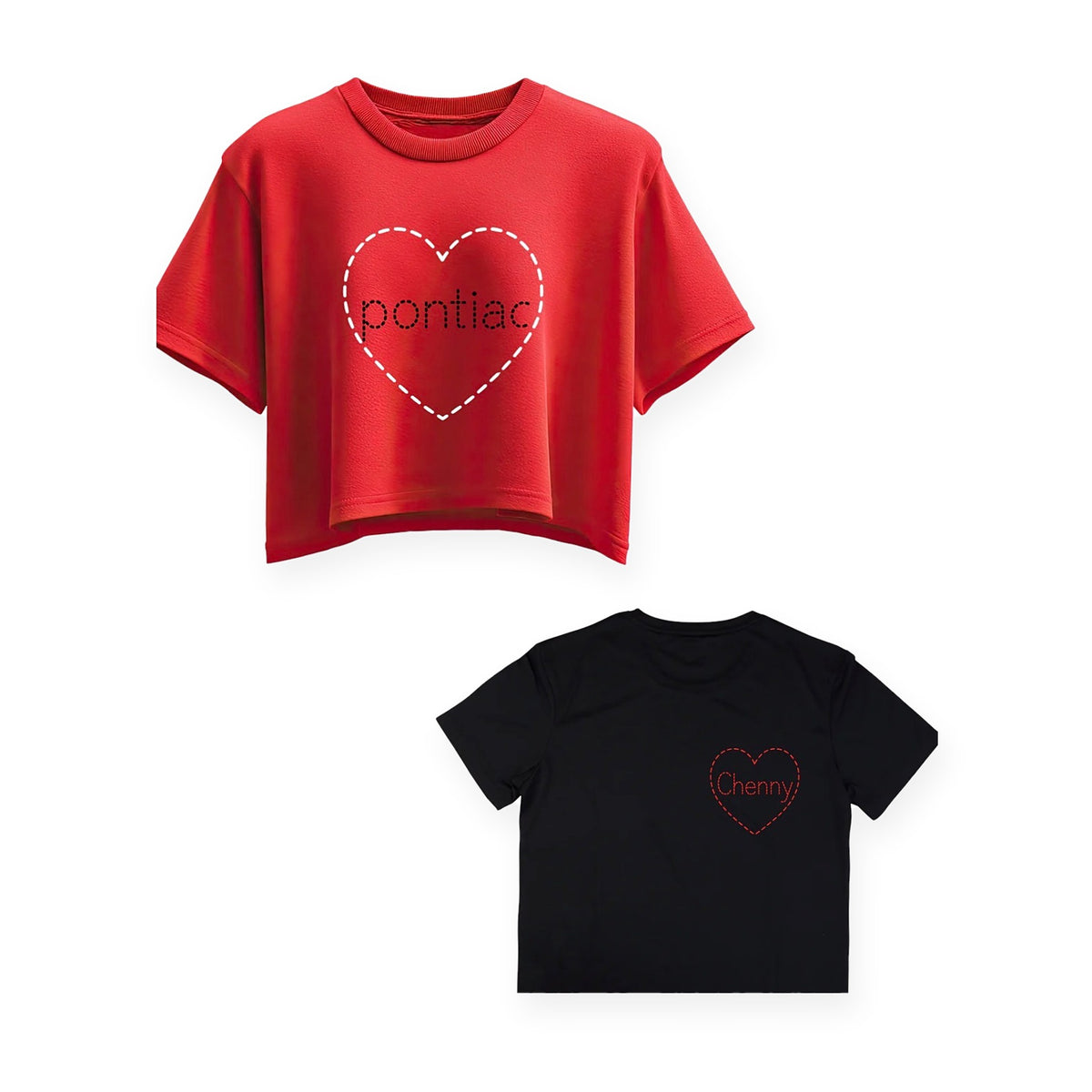 Heart Outline Camp Crop Tee, another example
