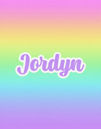 Personalized name blanket, pastel rainbow background