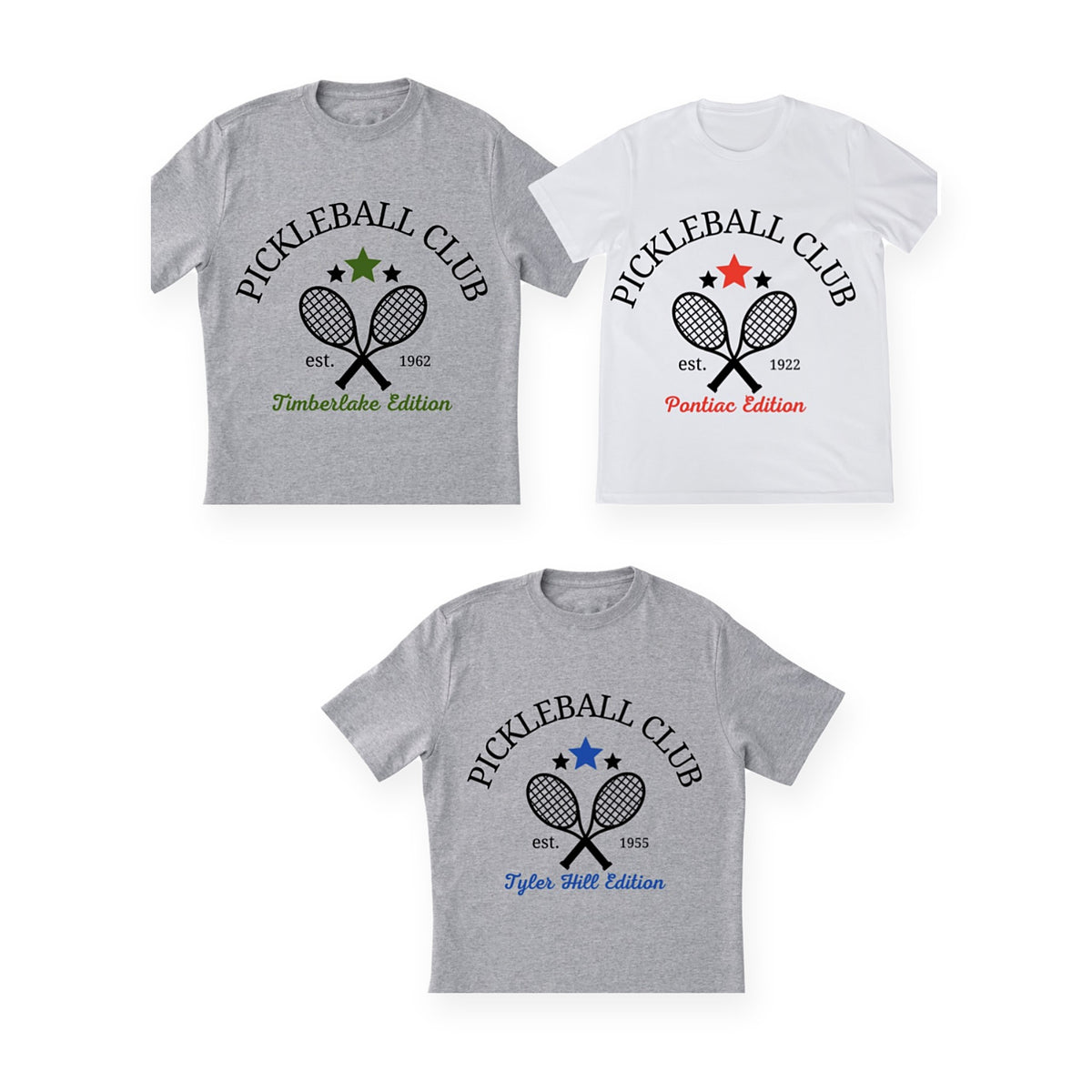 Pickleball Club Camp Tee, another example
