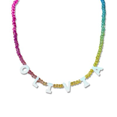 Pearl Letter – Rainbow Ombre Necklace