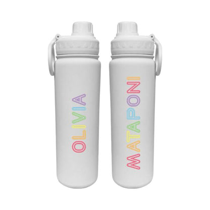 Rainbow Neon Personalized Water Bottle