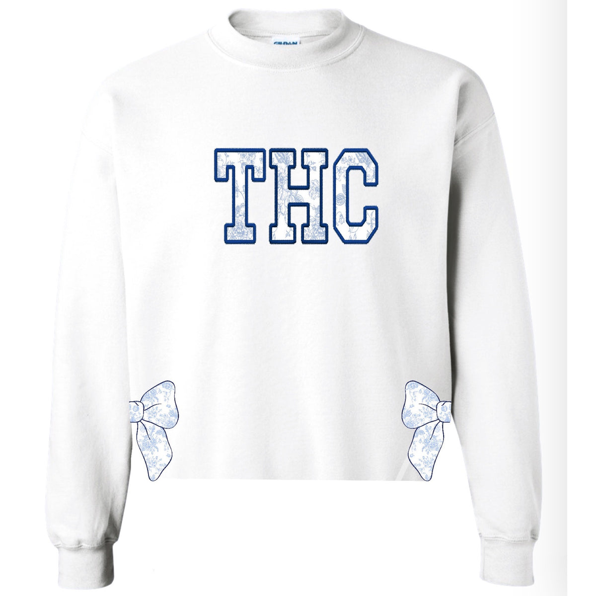 Toile Bows with Side Cuts Crewneck - Custom Press