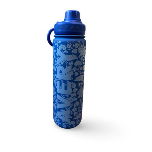 Avery 360 Wrap Blue Floral Water Bottle
