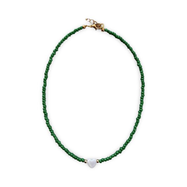 Pearl Heart Camp Color Seed Bead Necklace