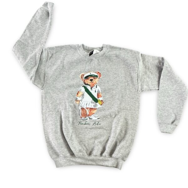 Timber Lake – Tennis Bear Grey Crew – Adult Large