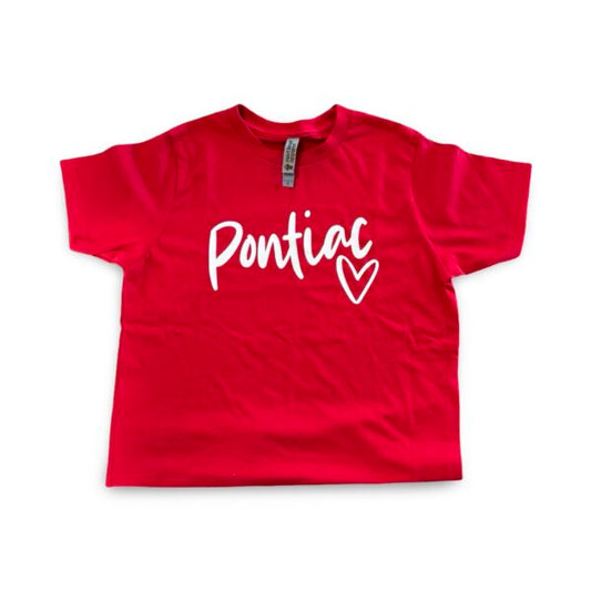 Pontiac with Heart Red T-Shirt – Youth Medium (8)