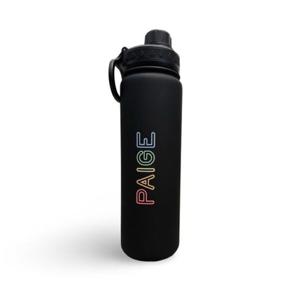 Paige & Mataponi (2 Sided) Rainbow Black Water Bottle