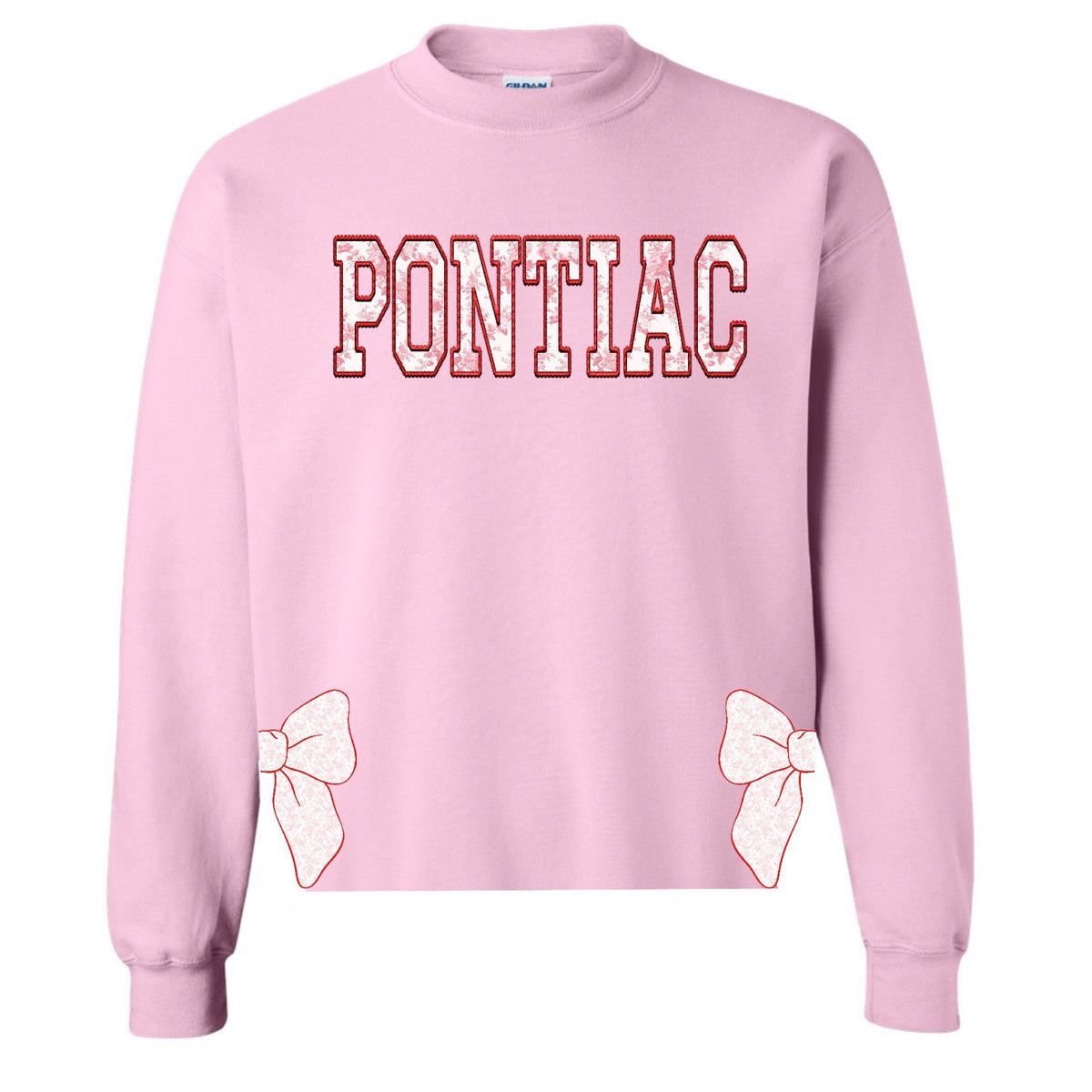 Toile Bows with Side Cuts Crewneck - Custom Press