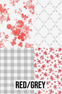 Fancy Floral - Red/Grey