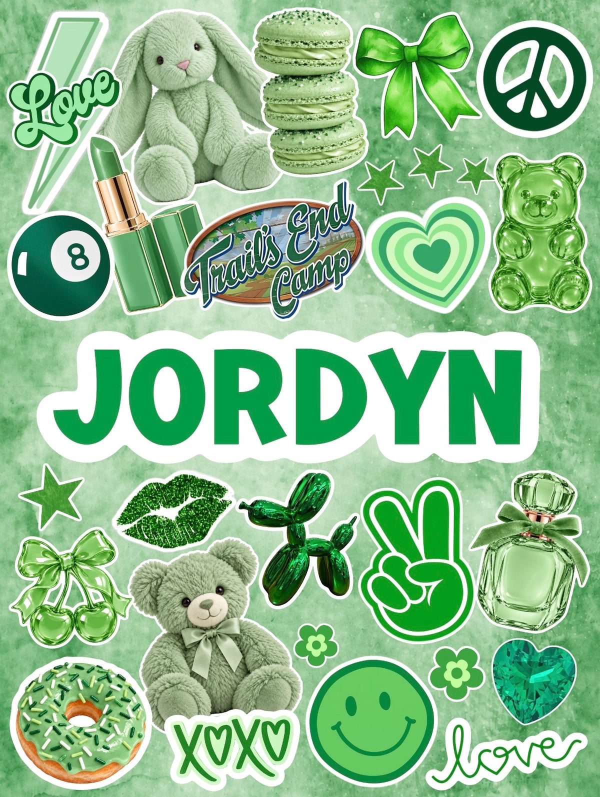 Personalized tonal color collage blanket in green