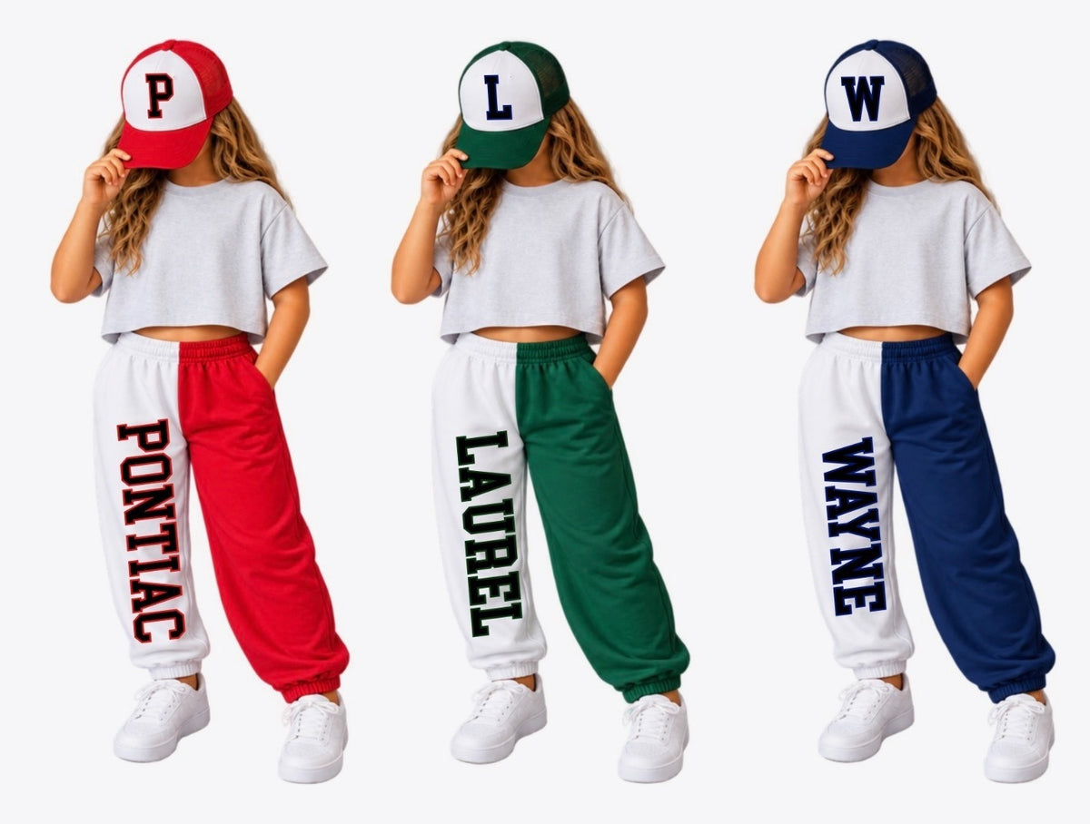 Varsity Letters Camp Jogger Set, shown for different camps