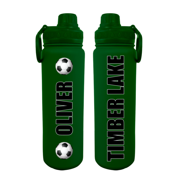 Personalized Kids Water Bottle 12 oz - Soccer Heart