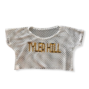 1-FEATURE White Mesh Camp Crop Top