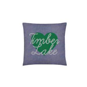 2-Love Stitch Personalized Pillow in Light Denim