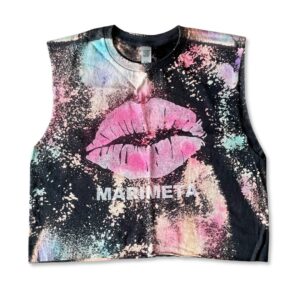 Black Reverse Tie Dye Camp Kiss Shirt Pink Lips