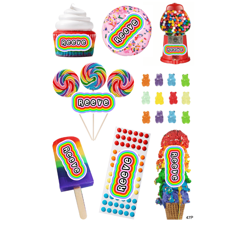 Personalized Cling It Sheet CI-47 Rainbow Candy