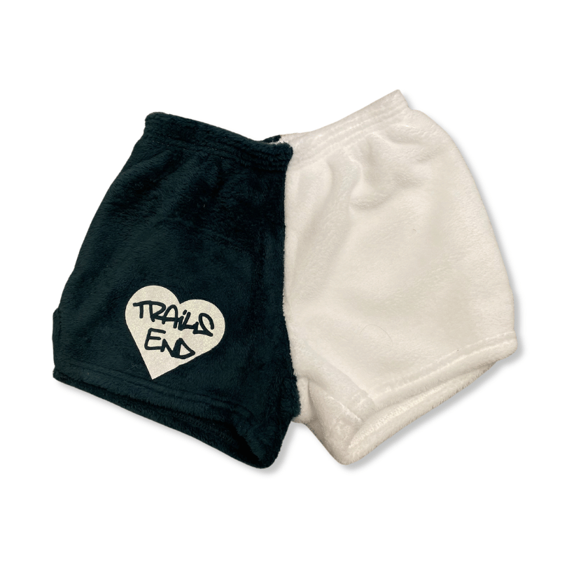 Split-Color Fuzzy PJ Camp Shorts with Heart