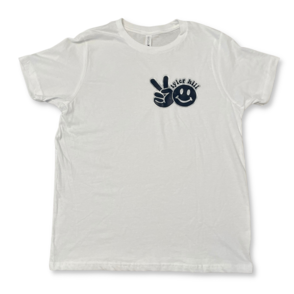 Peace Happy White Shirt Camp Tyler Hill- Youth XL Peace Happy White Shirt Camp Tyler Hill- Youth XL