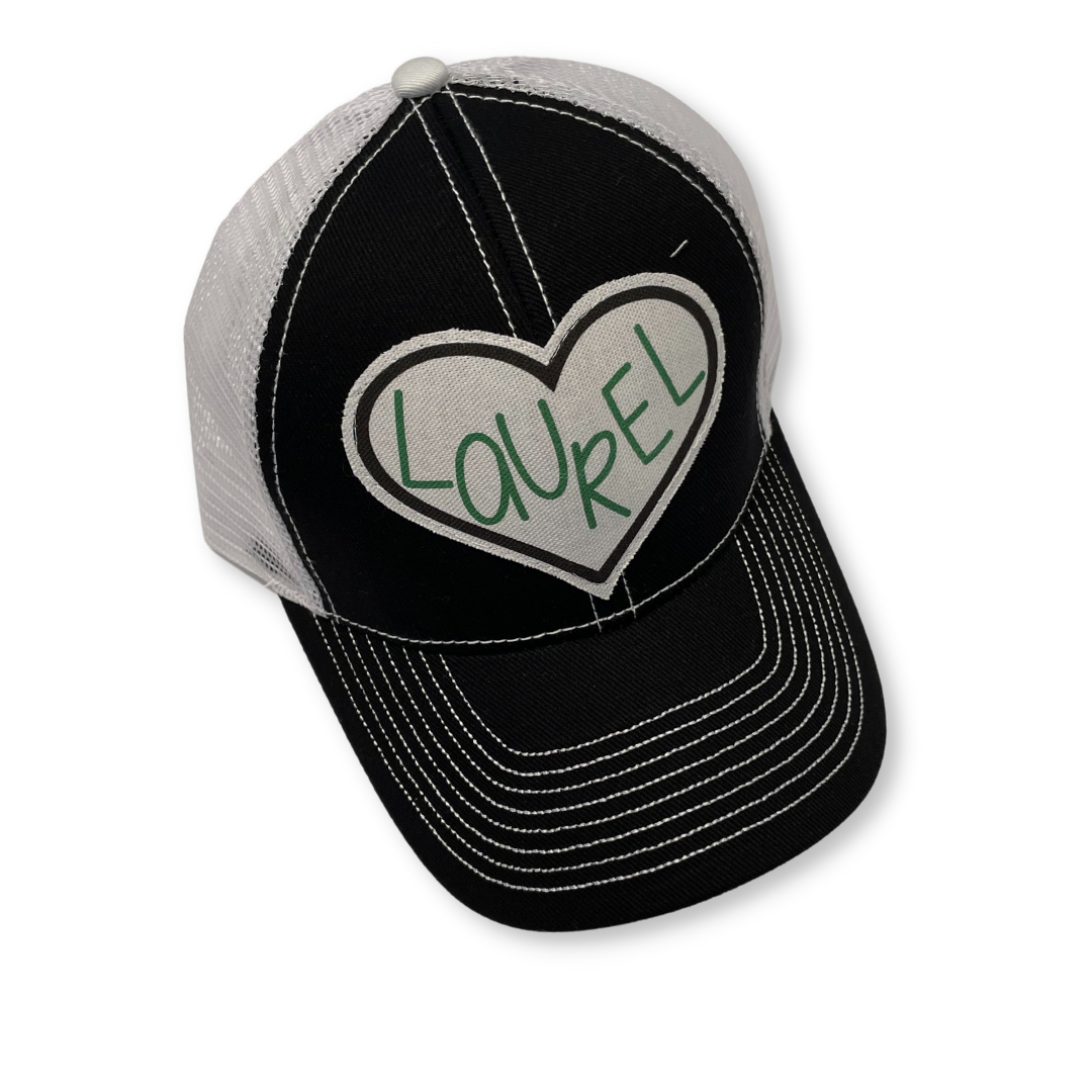 Camp Laurel Black Outlined Heart Hat