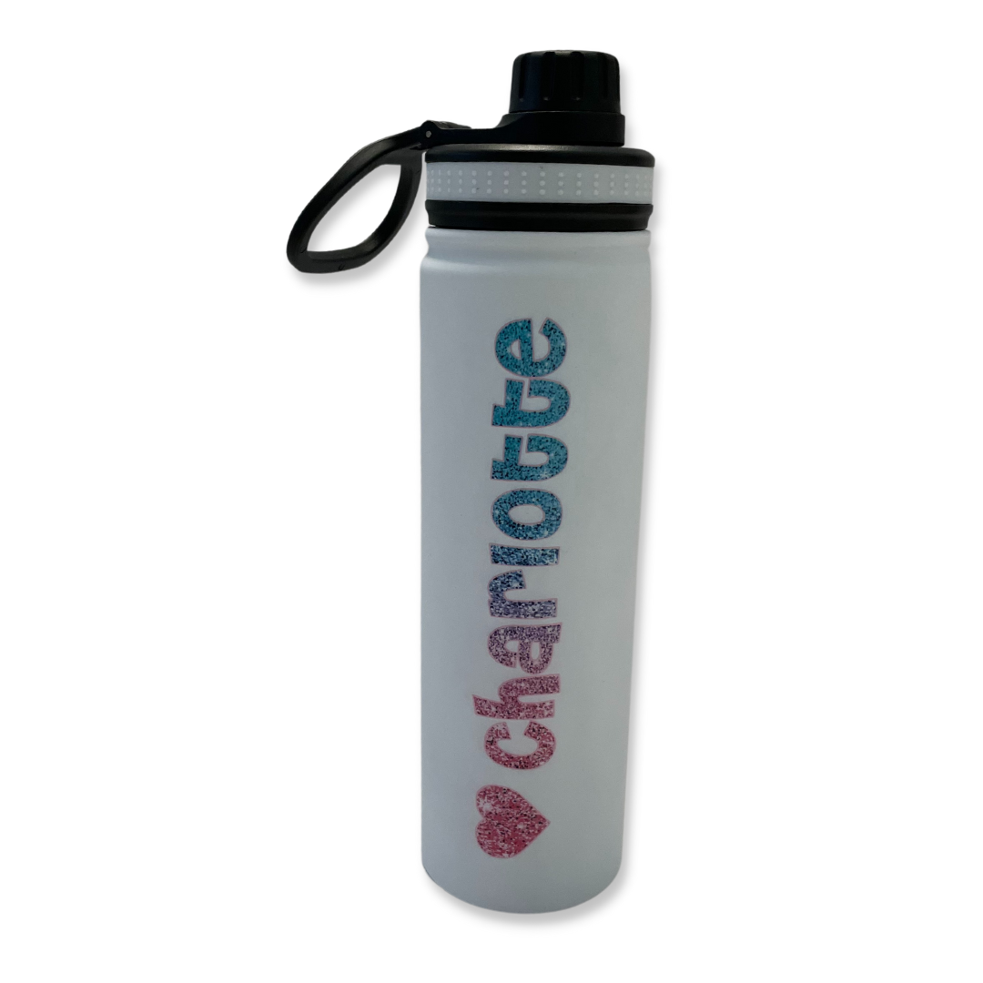 Charlotte Glitter Water Bottle in White