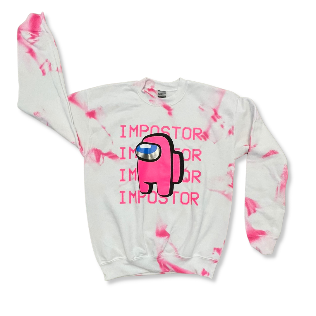 White & Pink Tie Dye Impostor Sweatshirt – Youth Large