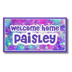 Welcome Home Banner - Stardust with Purple Bubbly