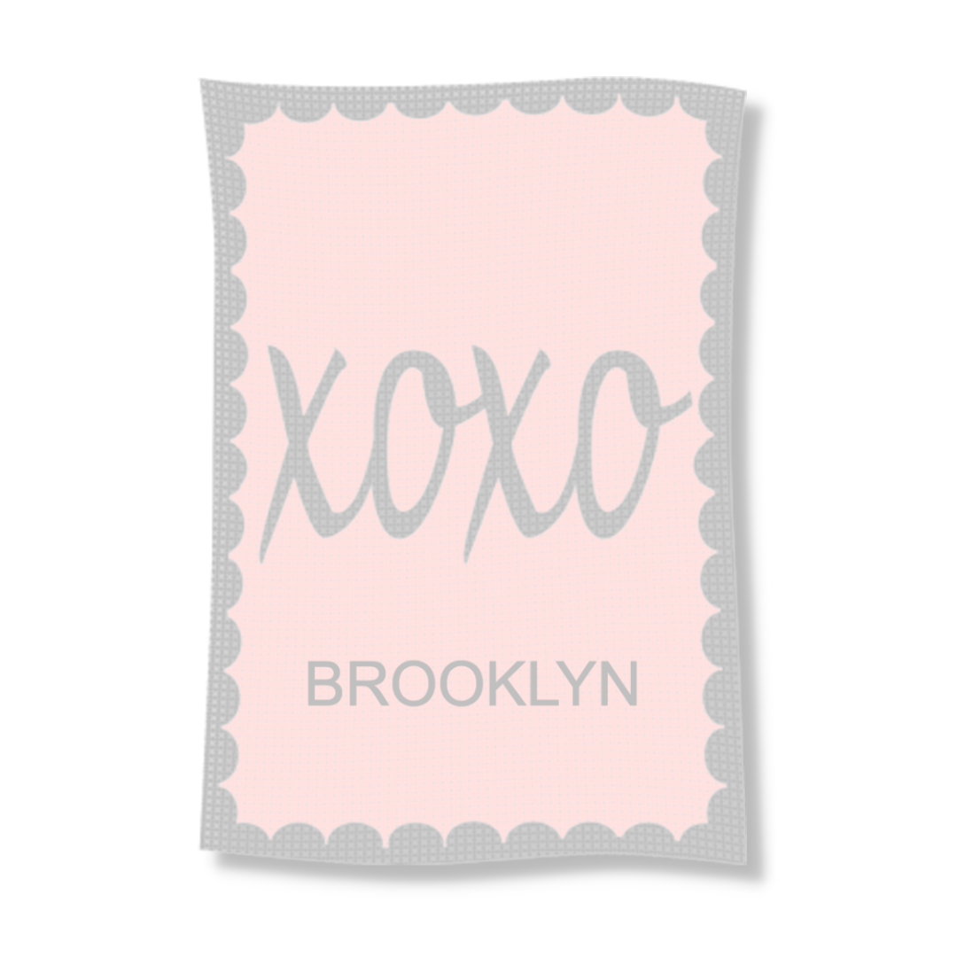 METALLIC HUGS & KISSES NAME STROLLER BLANKET