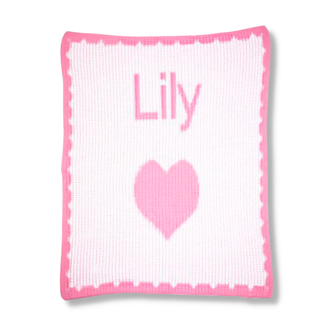 SINGLE HEART & SCALLOPED EDGE BLANKET